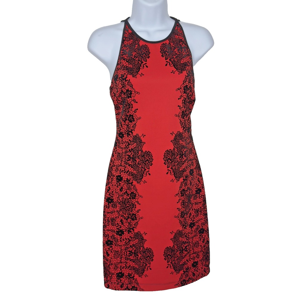 Vtg Y2K B Darlin Dress Red‎ Black Lace Sheath Mini Sz 7/8 Party Whimsigoth Fairy